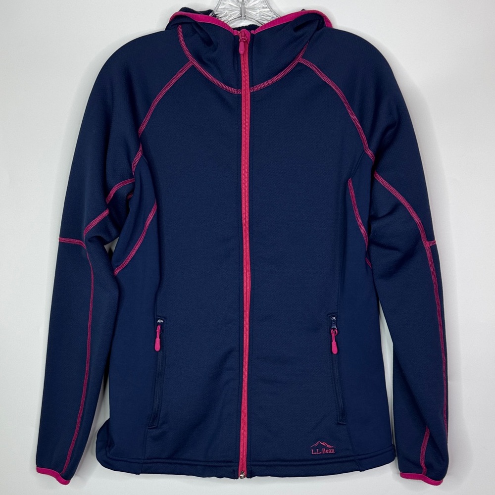 L.L. Bean Navy ProStretch Hooded Fleece Jacket Size Medium